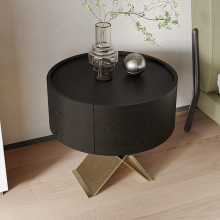 Modern Oak Wood Bedroom Storage Cabinet with Double Drawers