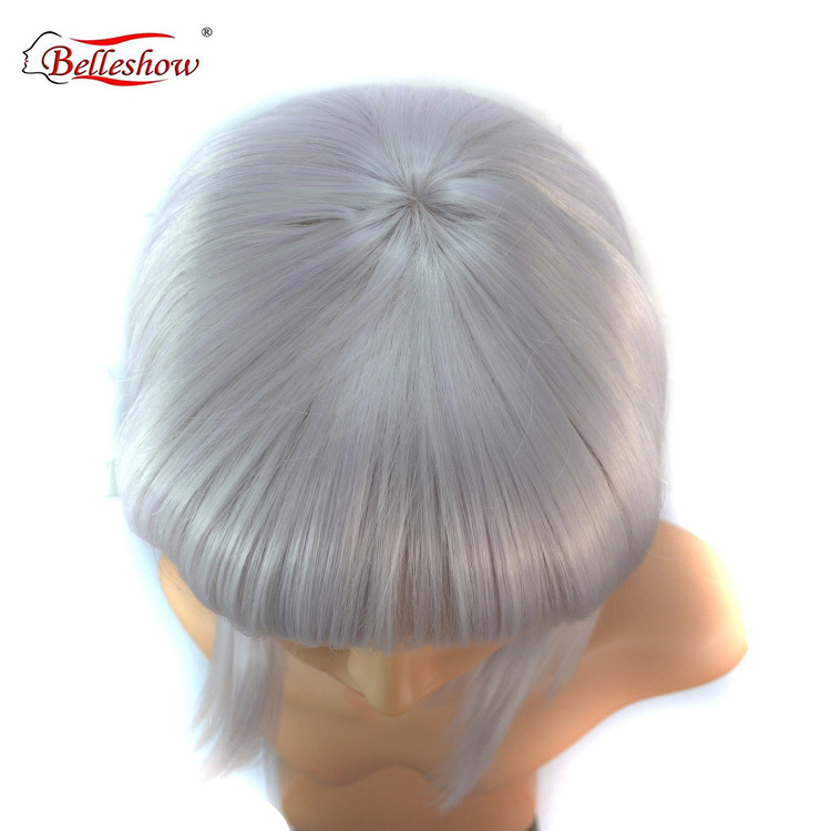 Hot sell wholesale bob wig style synthetic fiber hair bobo head student head lady silver white wig head set wigs