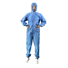 Suzhou Washable 5mm Stripe Blue Antistatic ESD Cleanroom Coveralls Smock