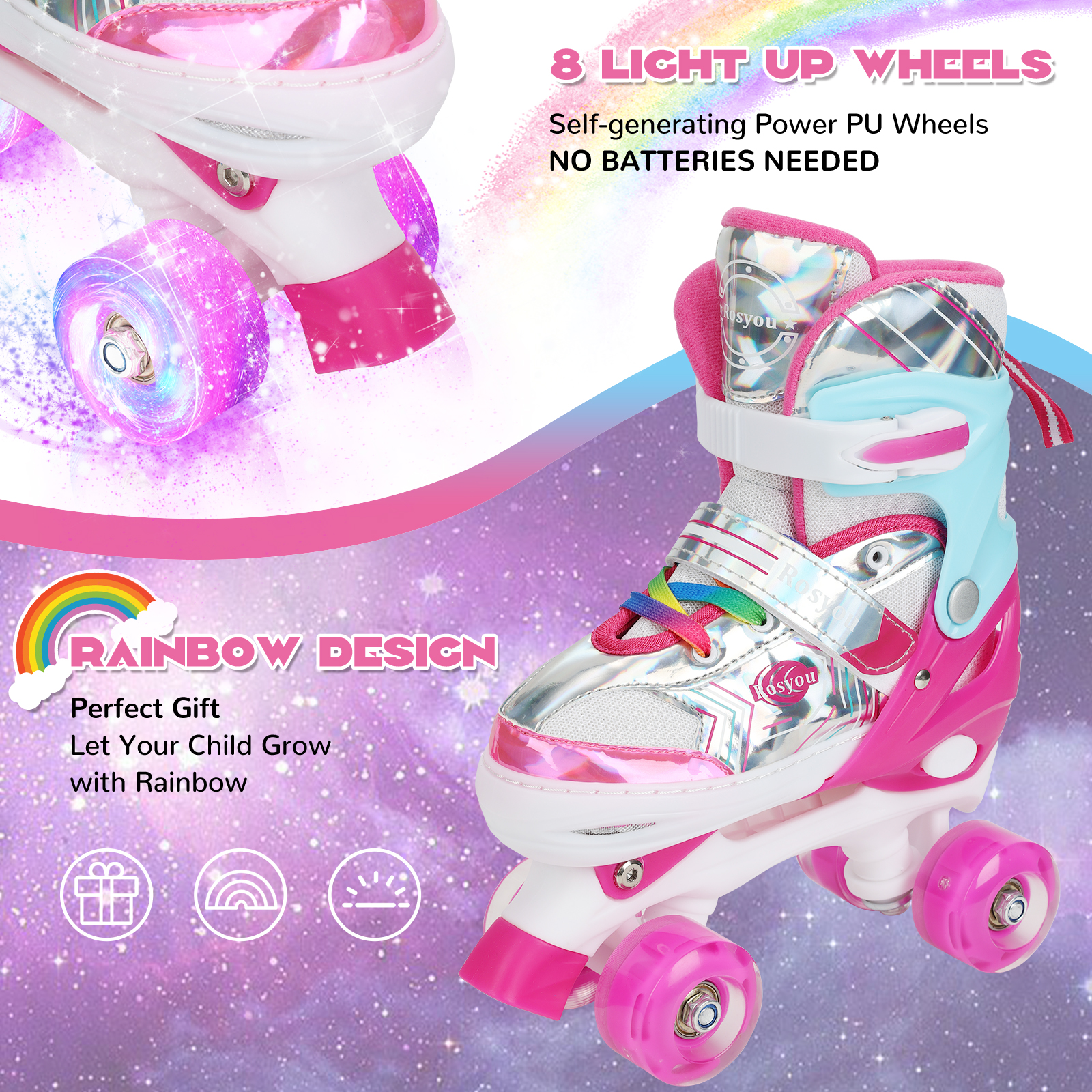 3-Farben hochwertige Outdoor-Spiele heißer Verkäufer Sport Kinder Roller Skate Schuhe kostenlose Accessoires