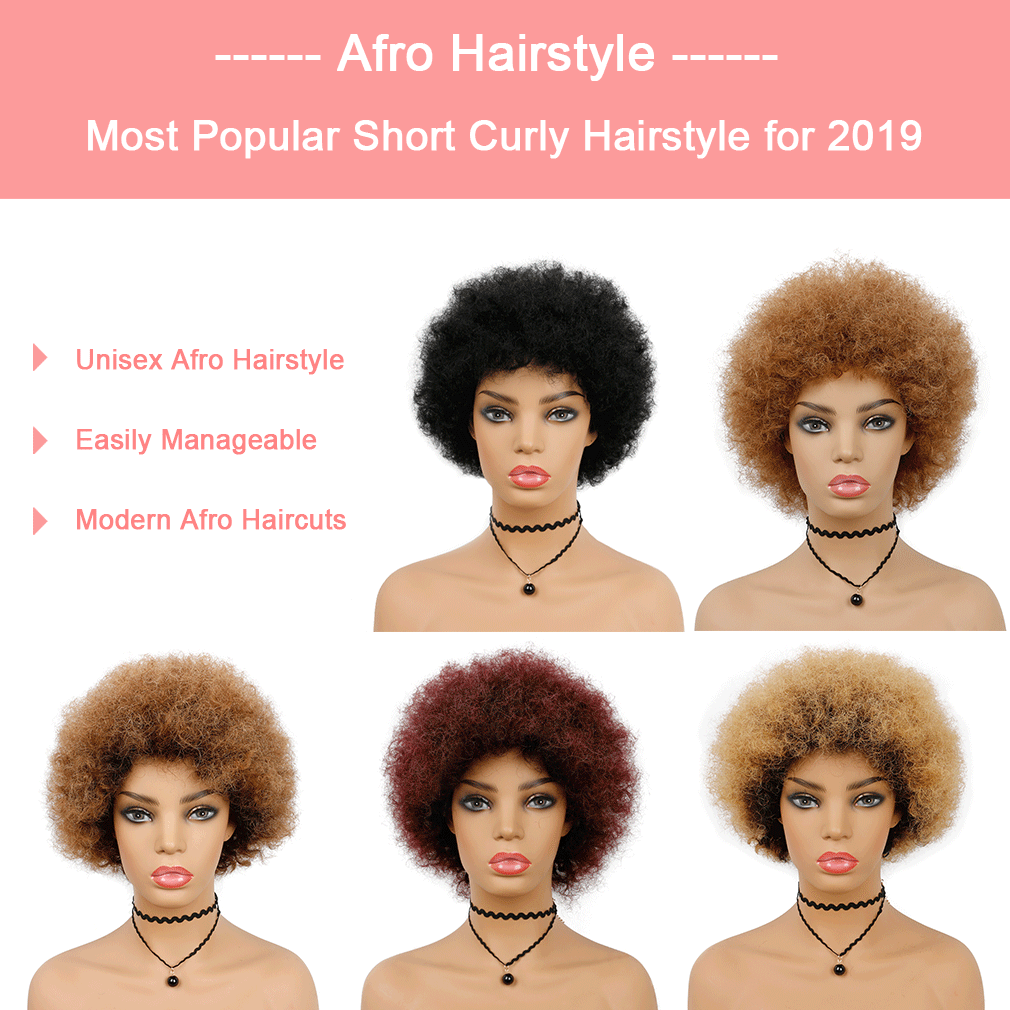 Top quality Brazilian glueless kinky afro short curly  Afro wig human hair wigs