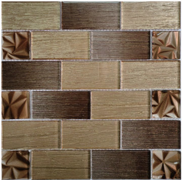 Brown mix gold pattern laminated mosaic