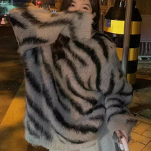 Best Selling Mohair Zebra Pattern Knitted Sweaters for Women - Wholesale