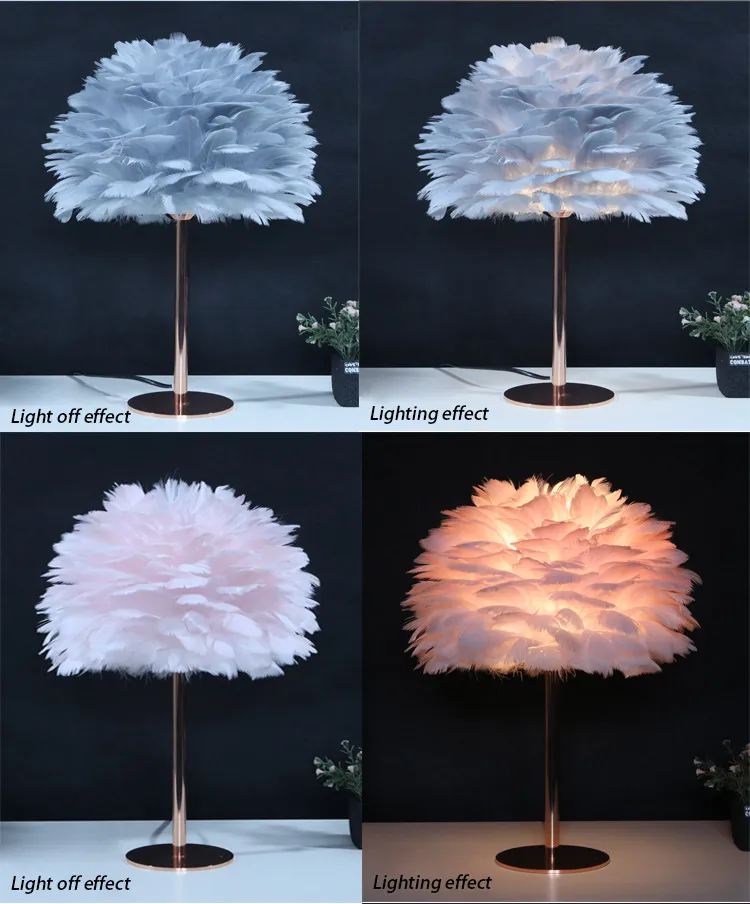 Elegant Rose Gold Feather Desk Lamp for Stylish Bedrooms