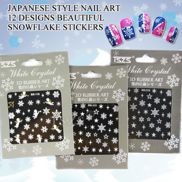 Newst Japanese 3D snowflakes christmas Nail Sticker