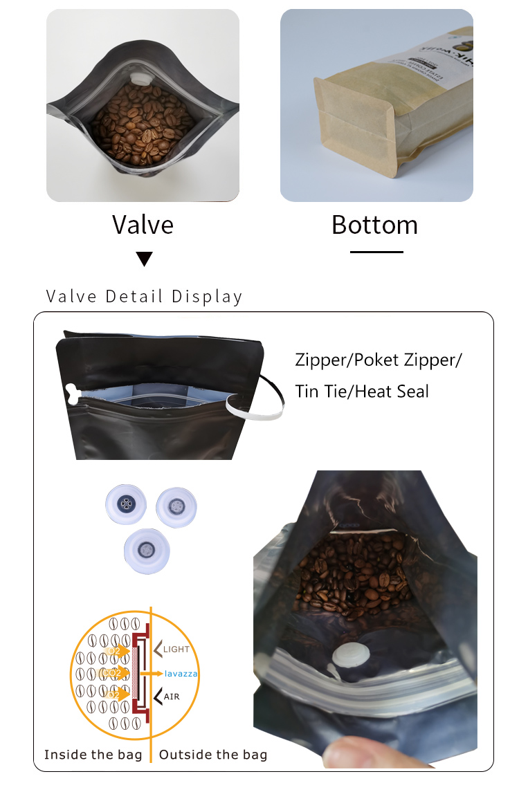 100% compostable degassing valve box bottom coffee bag