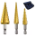 Popular 3pcs Tin coated HSS Step Drill Bit Set for Metal Drilling