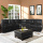 Modern Black Synthetic Leather Recliner Sofa