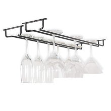 14-Inch Black Wine Glass Rack - Under Cabinet Stemware Holder