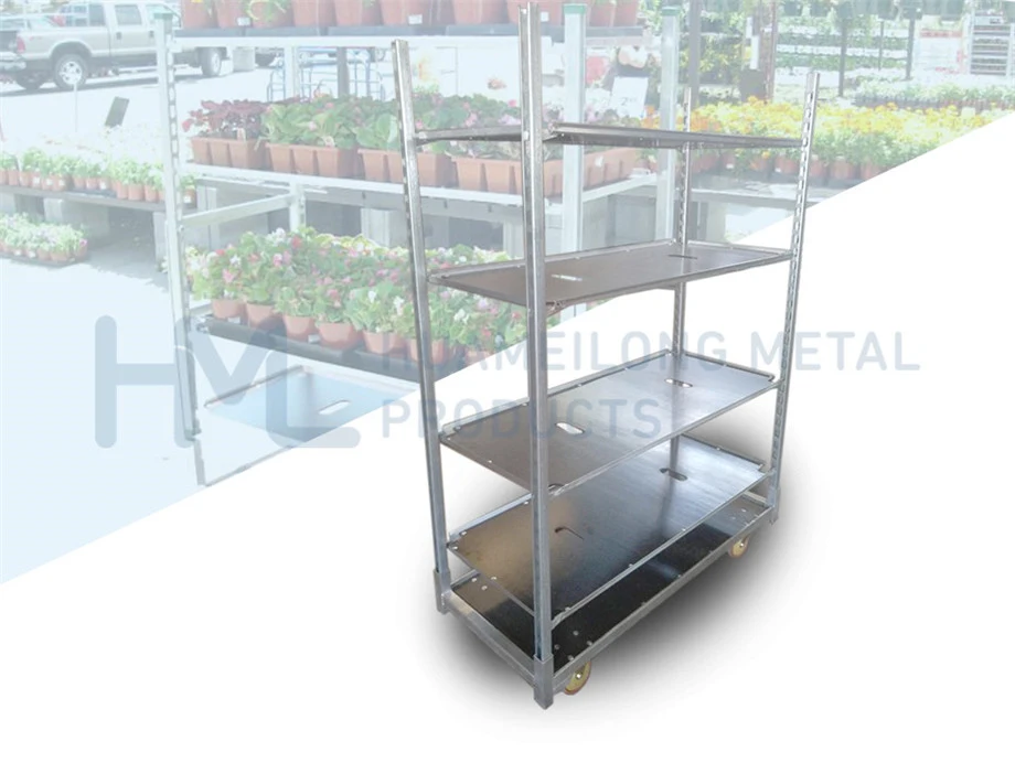 Greenhouse Nursery Plant Transport Galvanized Iron Flower Pot Rack