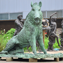 Famous Design Metal Craft Garden Decoration Bronze Wild Boar Sculpture