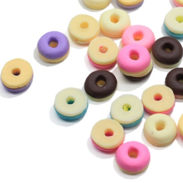 Hollow Artificial Mixed colors Donut Resin Craft Dollhouse Toys Simulation Food Keychain Accessories Cute Cake Kids DIY Decor