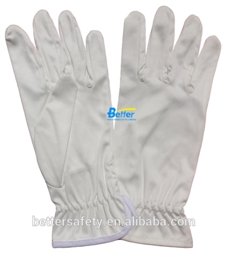 100% White Stretch Polyester Parade Pattern cotton glove Bulk