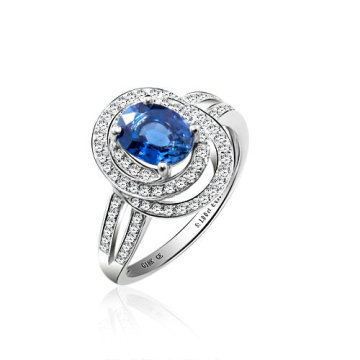 Luxury natural blue diamond engagement rings with silver plated