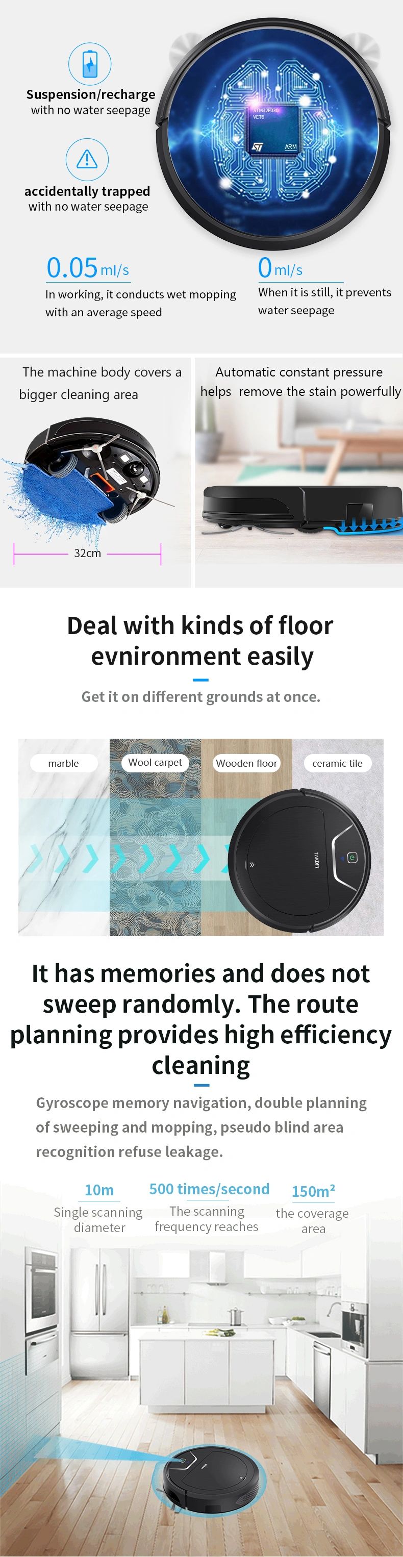 Robot Vacuum 2000PA & Mapping Robotic Vacuum Cleaner Wi-Fi Connectivity 2.7