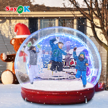 Free 3D Design PVC Giant Snowball Human Size Christmas Inflatable Snowglobe Photo Booth with Blower
