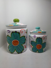 New design big capacity handpainted glass storage jar with lid