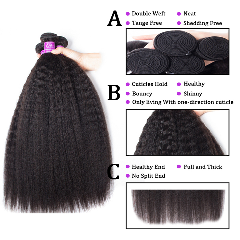 brazilian human extension hair kinky straight yaki human hair bundles  cuticle aligned hair