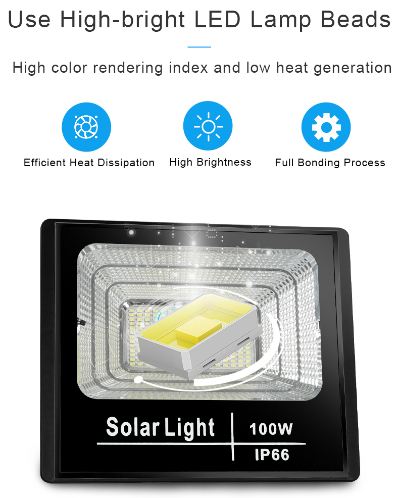 Aluminum + glass IP67 Solar Energy Power Waterproof Outdoor Garden LED light with solar panel High Lumen Flood Lighting Lamp