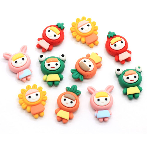 Kawaii Cartoon Girl Boy Resina Beads Flatback Cabochon Baby Carota Pomodoro Girasole Coniglio Flog DIY Art Decor Rifornimento della fabbrica