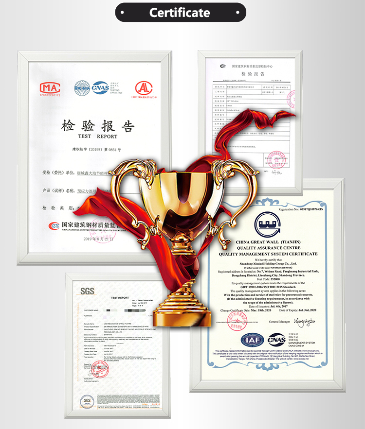 Prestressing Wire certificates