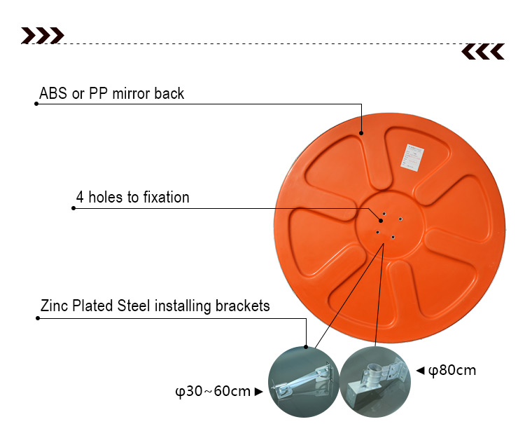 High Quality 300mm Acrylic Mirror, Orange Back Round Buy Convex Mirror Indoor Safety /