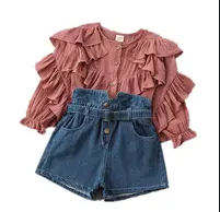 girls jeans shorts with fashion top