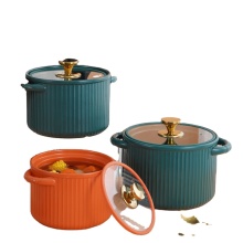 Ceramic Casserole Dish with Lid - 3 Quart Black Earthen Pot