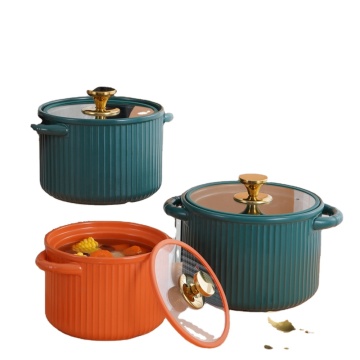 Ceramic Casserole Dish with Lid - 3 Quart Black Earthen Pot