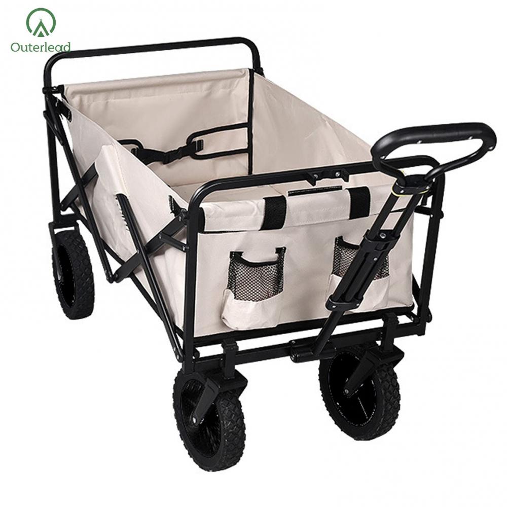 Portable 4 Wheels Folding Wagon with Adjustable Handle
