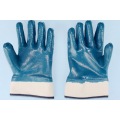 Guantes con forro de franela con puño de seguridad de nitrilo azul 130g