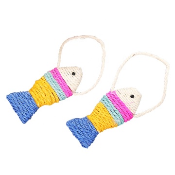 sisal fish cat scratcher with lanyard cat toys