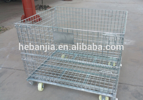 folding galvanized steel storage cage/ warehouse bin