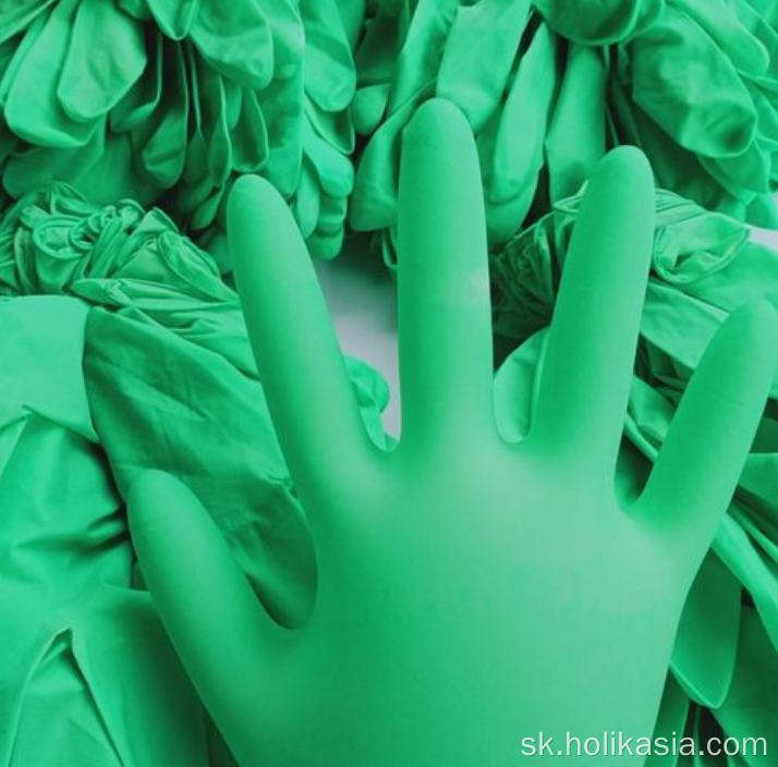 Zelené latexové sterilizačné rukavice na jedno použitie