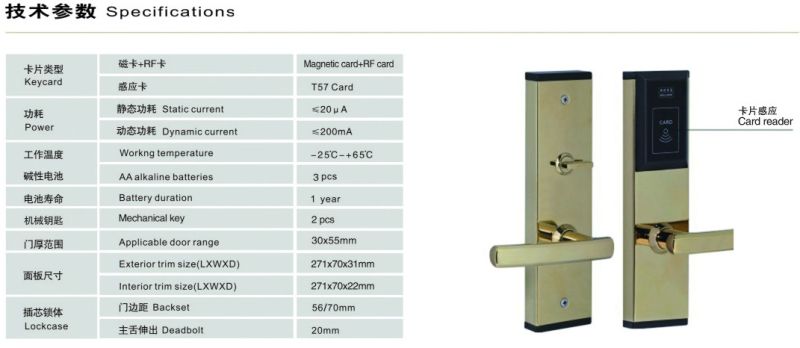 PVD Finish Hotel Door Lock