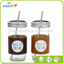 Set Of Two 2 Clear Glass Mason Jar Beverage Cups