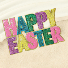 Wholesale Easter Clothing Patches - Glitter Sequin Letter Embroidery Iron-On Patches