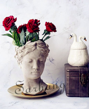 White Carved Athena Greece Goddess Bust Statue