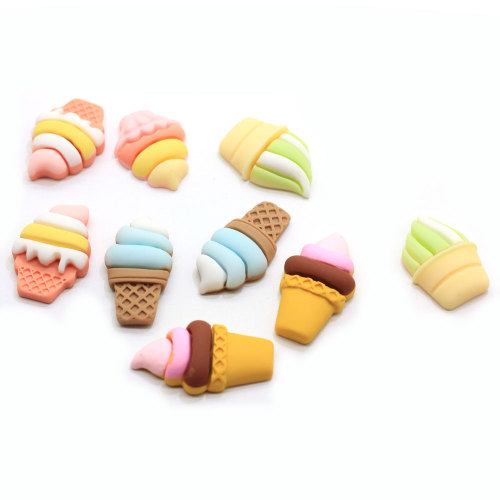 Colorido verano dulce cono encantos de resina comida Artificial artesanía decoración llavero Diy Deco niños piezas de joyería