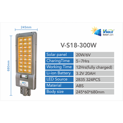 Éclairage solaire intégré de cour de 300 W