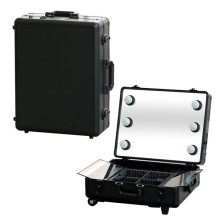 Makeup Case With Lighted Mirror Cosmetics Professional Pu Makeup Case