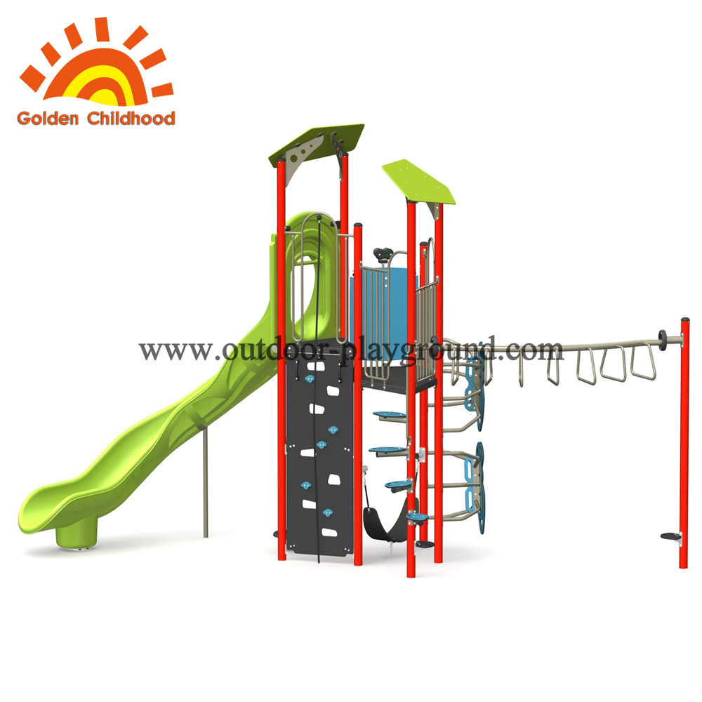 Green Slide Simple Kids Outdoor Playground Equipment For Sale