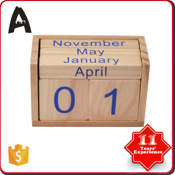 Fine appearance wooden perpetual english arabic desk block wooden calendar