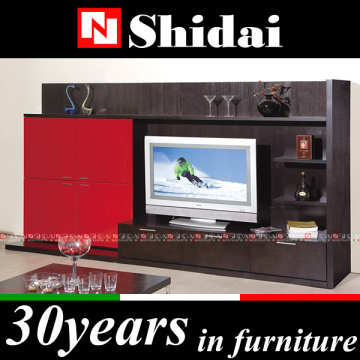 Modern red lacquer wall unit / lcd cabinet / hot sale wall unit E-59