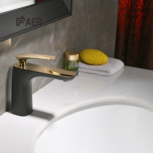 Single Hook Faucet Luxury Gold And Black Plating Brass Mixer Faucet Supplier