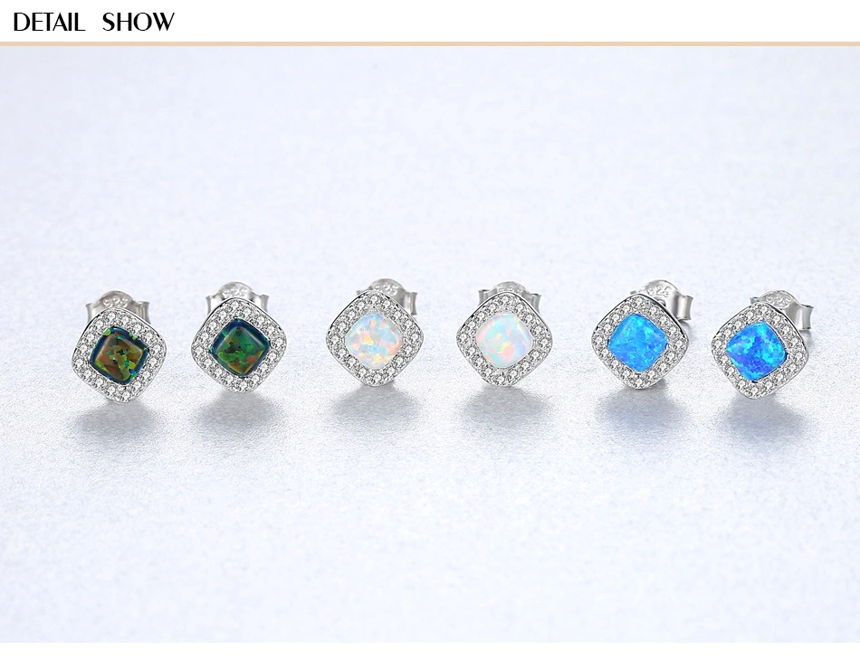 S925 Silver European Style CZ Opal Stud Earrings