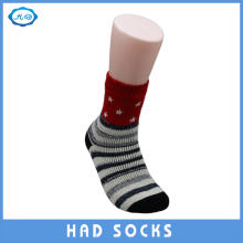 Star and Stripe Jacquard Lady Acrylic Crew Custom Socks with Full Terry