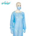 Vestido de aislamiento de plástico CPE impermeable con agujero del pulgar