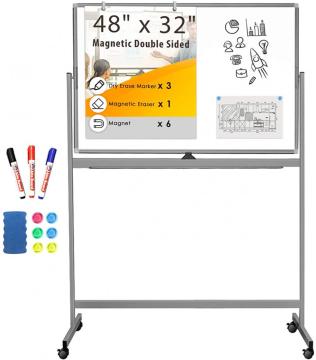 Large Reversible Double Sided Mobile White board Stand