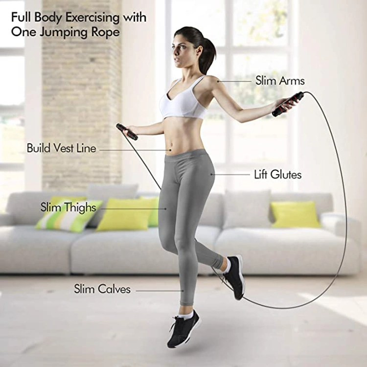 2021 Hot Amazon Adult Battle Weighted Bearing Rubber PP Cordless Speed Jump Skipping Rope